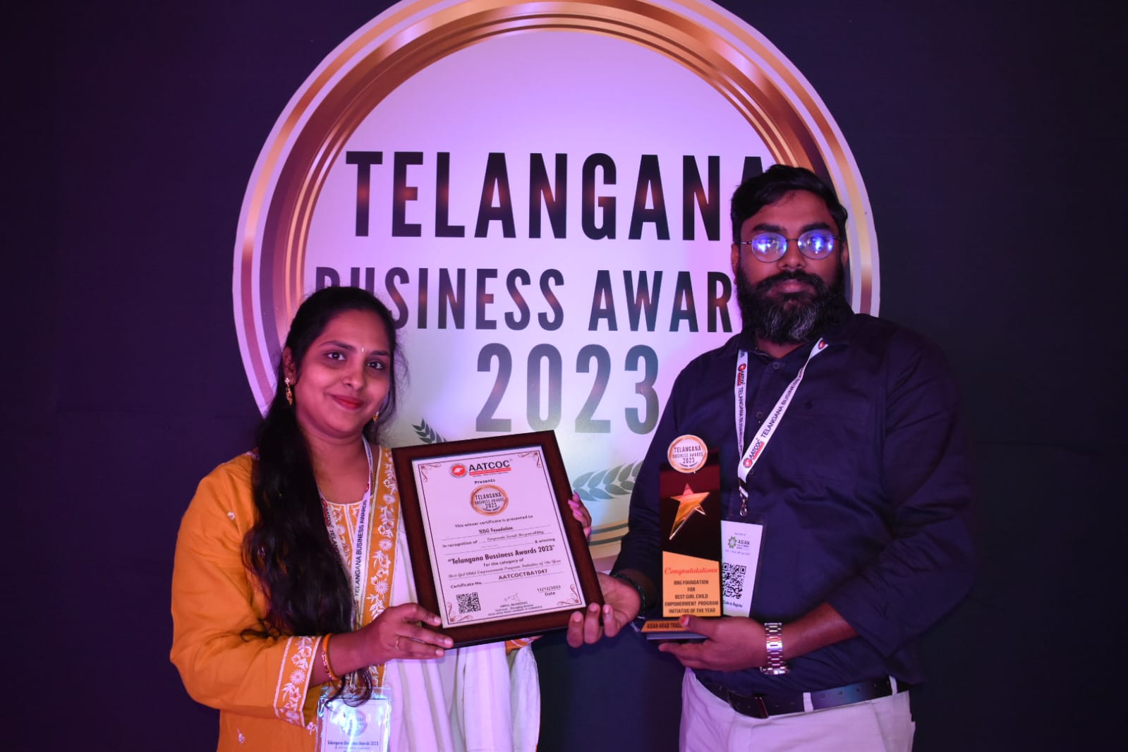 BBG Foundation Earns Prestigious Recognition as Winner of Telangana Business Awards for Outstanding Girl Child Empowerment Program